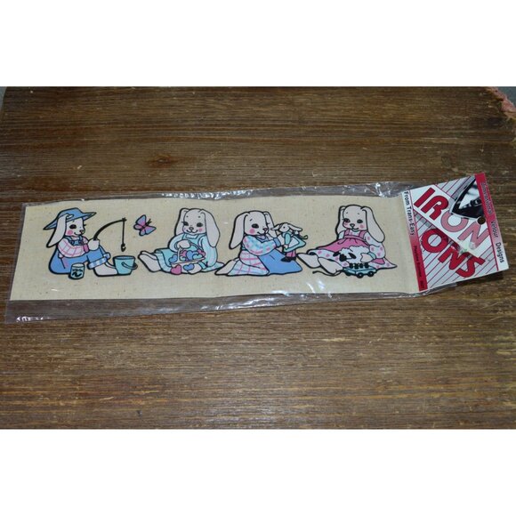 Vintage Playtime Bunnies Iron On Transfers Trans-Easy Springtime Velour Designs - Picture 1 of 5